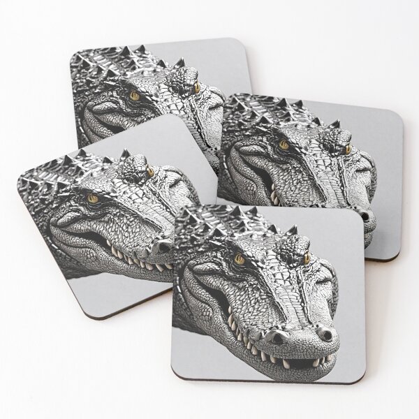 Item preview, The artwork rendered in intricate ink line and stack black and white colors, depicts a mesmerizing portrayal of a formidable crocodile. designed and sold by Best-Art-32.