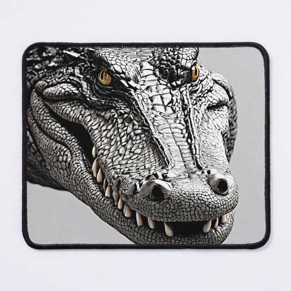 Item preview, The artwork rendered in intricate ink line and stack black and white colors, depicts a mesmerizing portrayal of a formidable crocodile. designed and sold by Best-Art-32.