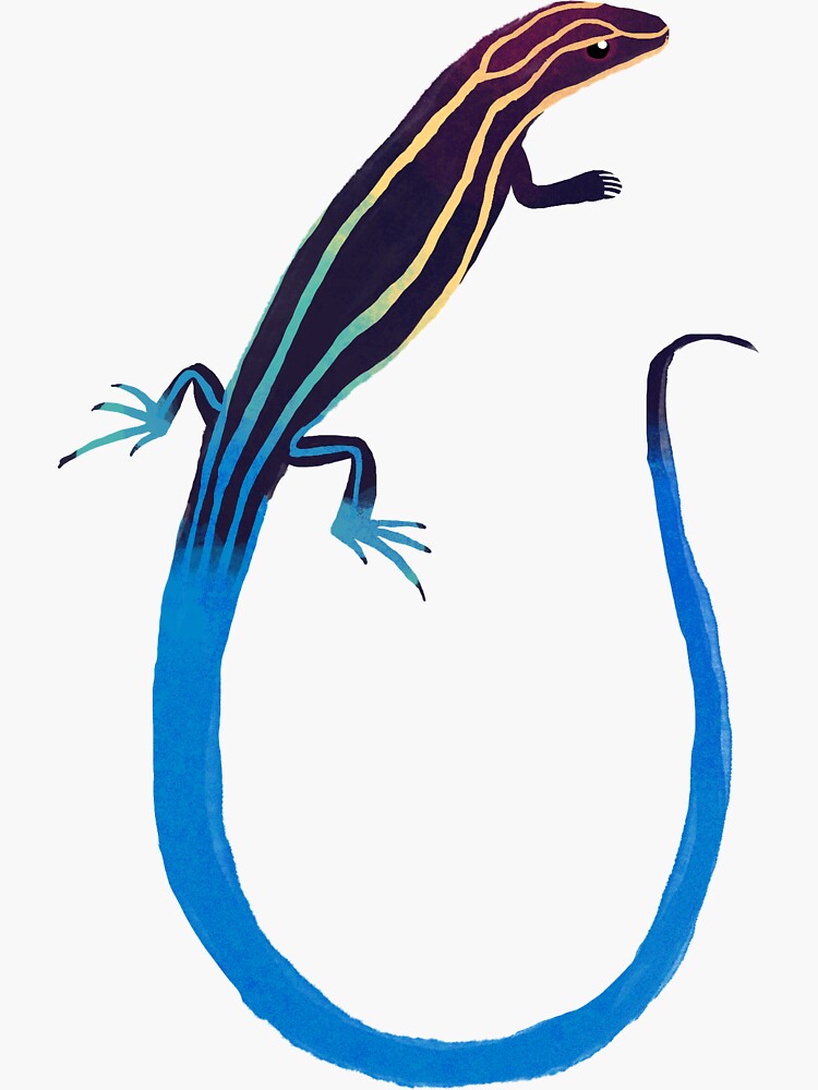 Thumbnail 3 of 3, Sticker, Blue Tailed Skink Lizard Art designed and sold by ribbitdoodle.