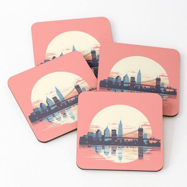 Item preview, Minimalistic New York Skyline at Pastel Sunset designed and sold by Rivanes.