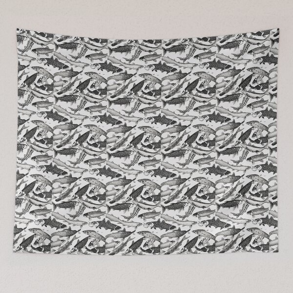 Item preview, The artwork feature exquisite ink lines, showcasing the graceful movement of koi fish in mesmerizing black and white colors. designed and sold by Best-Art-32.