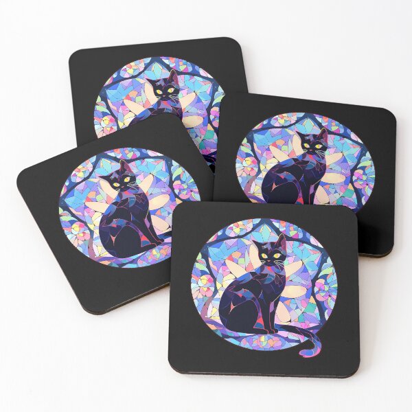 Item preview, Celestial stained glass black cat- Halloween 2023 designed and sold by octoboobs.
