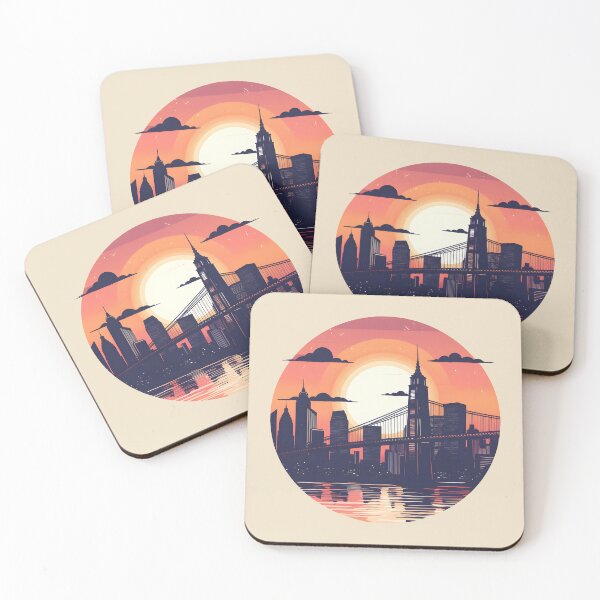 Item preview, New York Skyline: Pastel Sunset Silhouette designed and sold by Rivanes.