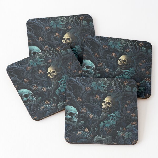 Item preview, Skulls and Brambles - Dark Gothic Art Print - Grim Decor designed and sold by FuroAI.