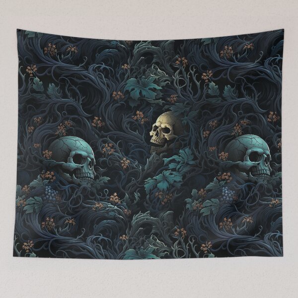Item preview, Skulls and Brambles - Dark Gothic Art Print - Grim Decor designed and sold by FuroAI.