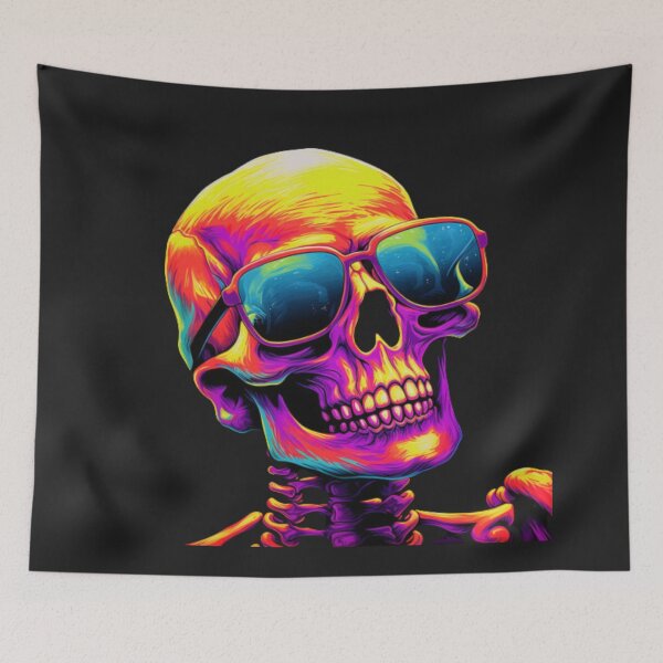 Item preview, Radiant Neon Skull: Mesmerizing Blacklight Art for Your Space designed and sold by TEEJAMBOREE.