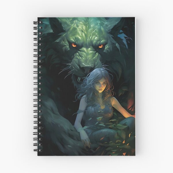 Item preview, Enchanted Companions: Woman, Green Wolf and Green Empire designed and sold by ArrangedDesigns.