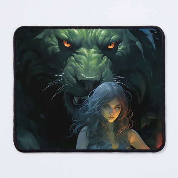 Item preview, Enchanted Companions: Woman, Green Wolf and Green Empire designed and sold by ArrangedDesigns.
