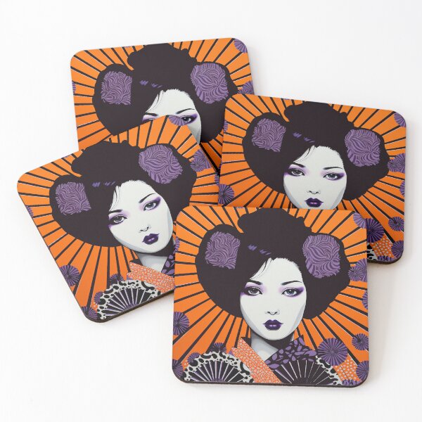 Aperçu de l'œuvre Art optique japonais Maiko Orange et violet créée et vendue par Meeheemaha.