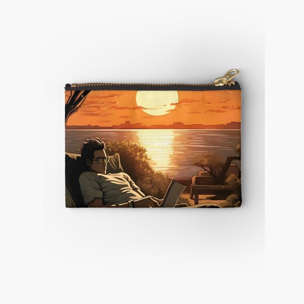 Item preview, Sunset reflections: man, laptop and sea horizon designed and sold by ArrangedDesigns.