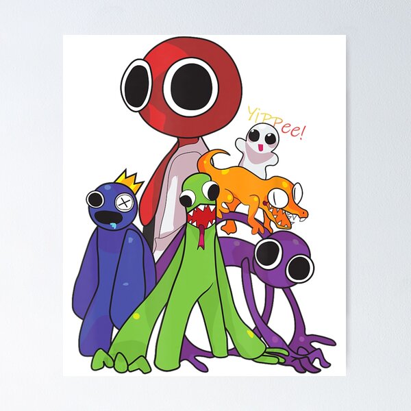 Green, orange and Blue rainbow friends characters  Poster for