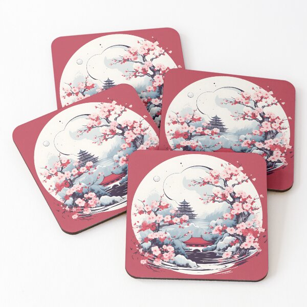 Item preview, Japanese Elegance: Tower and Blossoms designed and sold by Rivanes.
