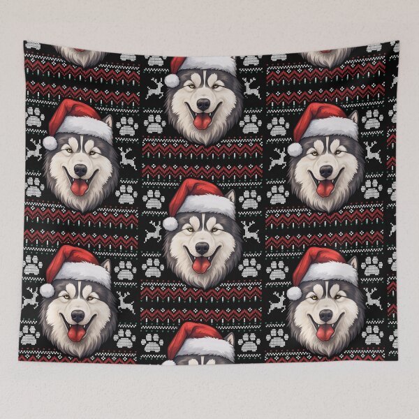 Aperçu de l'œuvre Alaskan Malamute Ugly Sweater Christmas créée et vendue par rafaeltto.