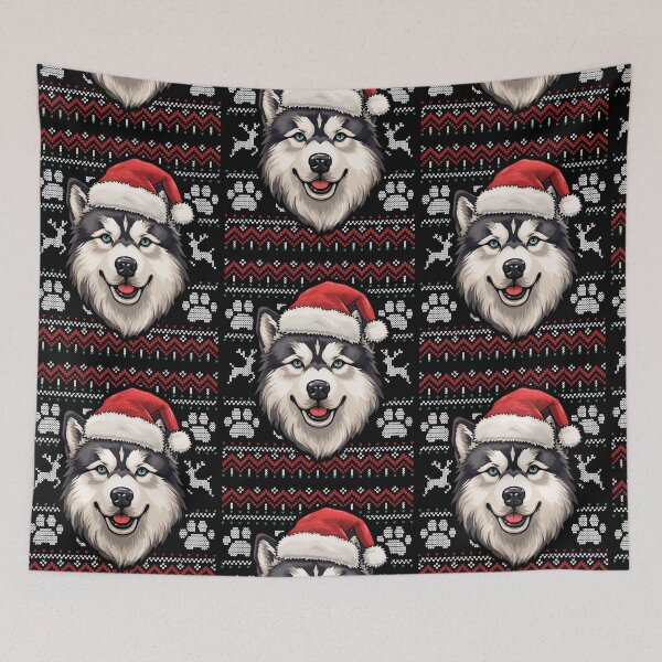 Aperçu de l'œuvre Alaskan Malamute Ugly Sweater Christmas créée et vendue par rafaeltto.