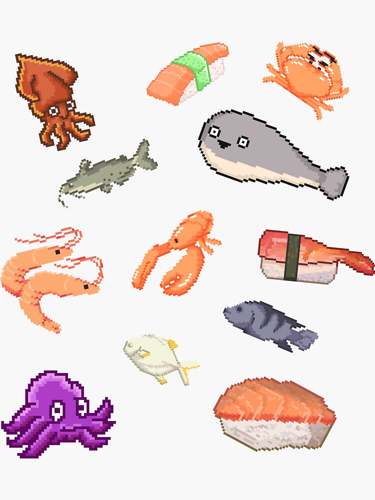 Stardew Valley Pixel Cute Fishes Sticker for Sale by simstock