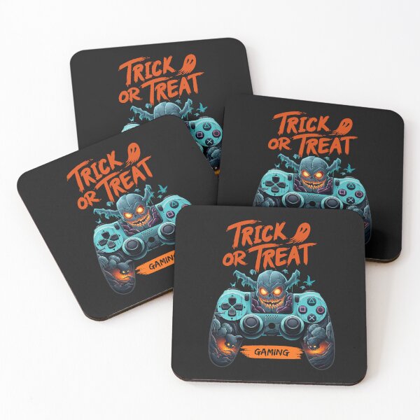 Item preview, Trick or Treat Halloween Inspired Blue Video Game PS Controller - Yellow Eyes Skull designed and sold by T1337.