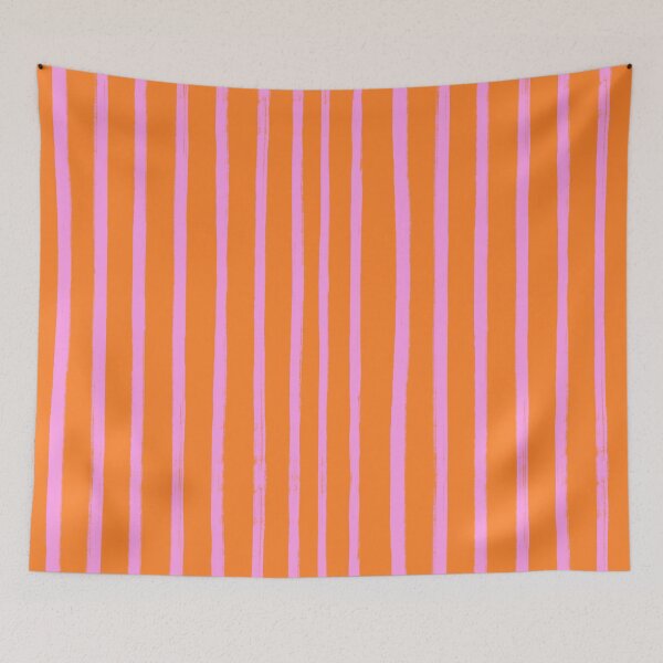Item preview, Pink and Orange Vertical Freehand Stripes  designed and sold by OneThreeSix.