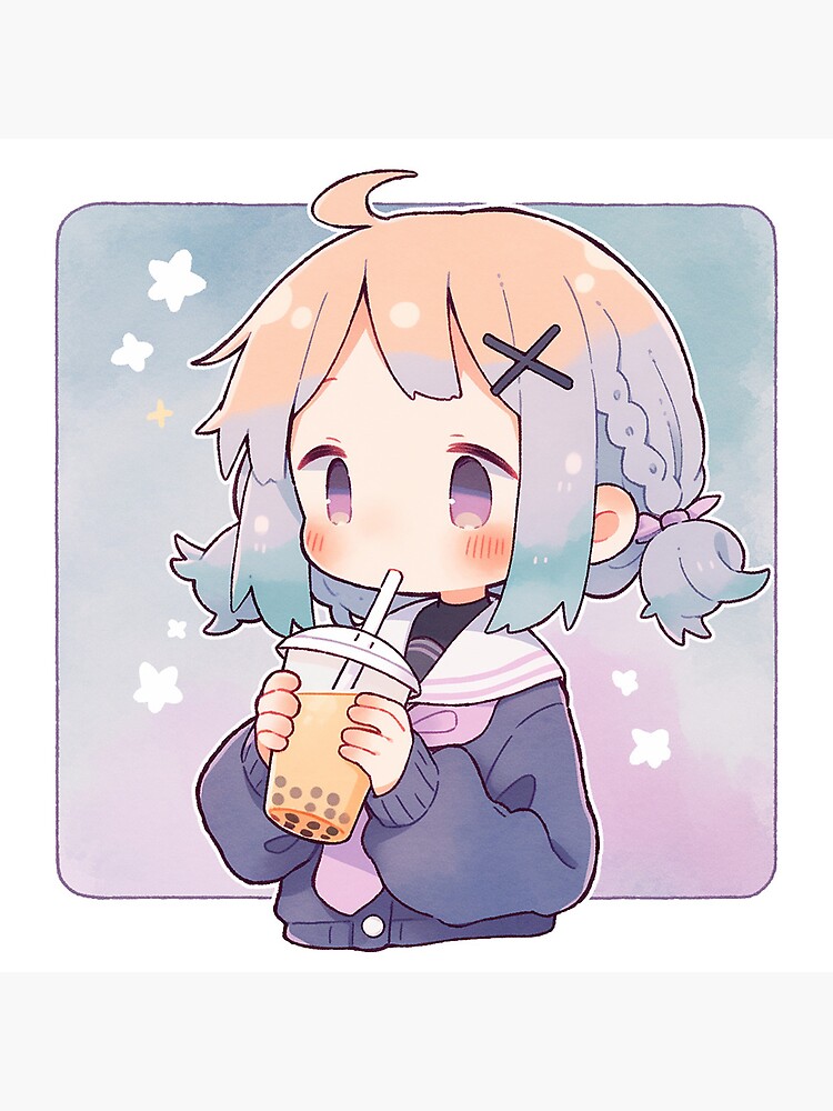 Anime school girl, drinking water, closed eyes, brown hair, school uniform,  Anime, HD wallpaper | Peakpx