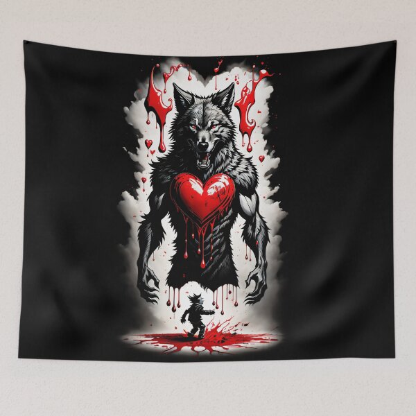 Item preview, Heart Of Wolf Blood Rose Love Werewolf Graphic Design designed and sold by danielapetkova.
