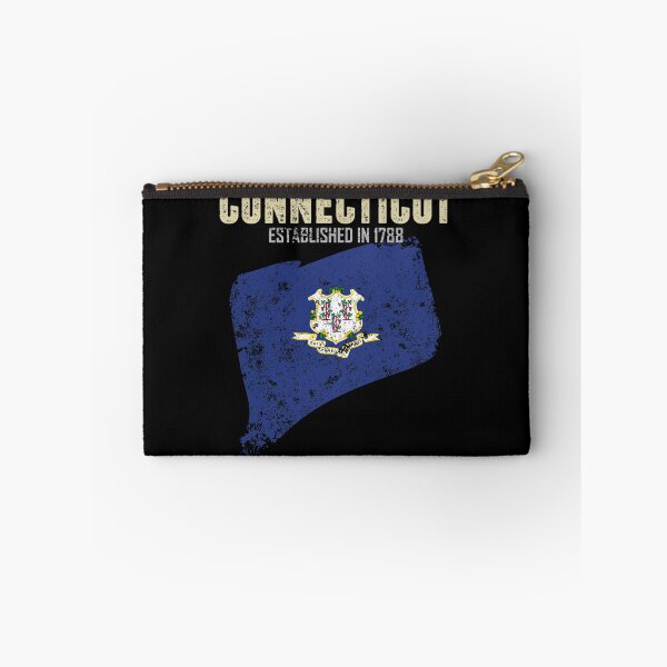 Item preview, State of Connecticut Apparel with official flag on a distressed state map designed and sold by fermo.