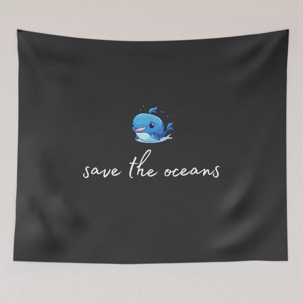 Item preview, Whale motif with white "save the oceans" lettering designed and sold by Wild-Spring.