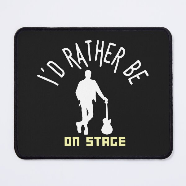 Item preview, I´d rather be on music stage, guitarist. White text and image. Gifts & Merchandise. designed and sold by LindaLG.