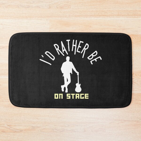 Item preview, I´d rather be on music stage, guitarist. White text and image. Gifts & Merchandise. designed and sold by LindaLG.