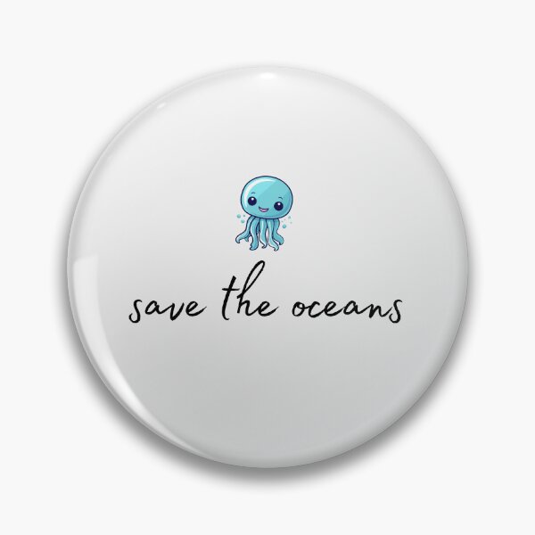 Item preview, Jellyfish motif with black "save the oceans" lettering designed and sold by Wild-Spring.