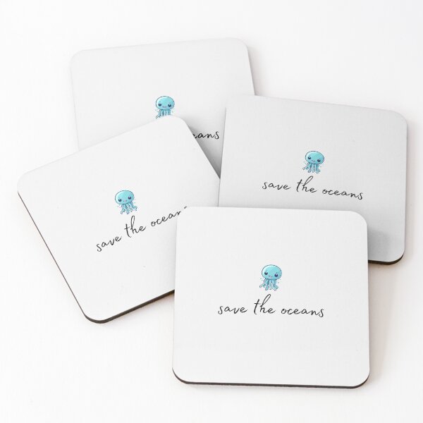 Item preview, Jellyfish motif with black "save the oceans" lettering designed and sold by Wild-Spring.