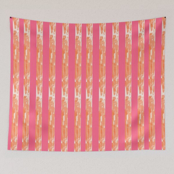 Item preview, Orange and White Tree Bark Stripes on Fuchsia designed and sold by ara-designs.