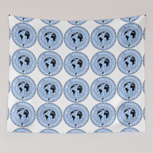 Item preview, We Are All Children of the Same Universe - World Religions Symbols with Earth & Peace Sign - Light Blue designed and sold by litmusician.