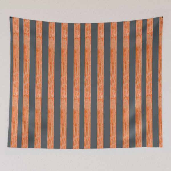 Item preview, Vibrant Orange and Pink Tree Bark Stripes on Black designed and sold by ara-designs.