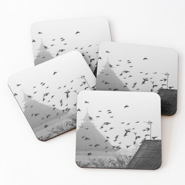 Item preview, Birds flock above the roofs. designed and sold by SergeiLorgus.