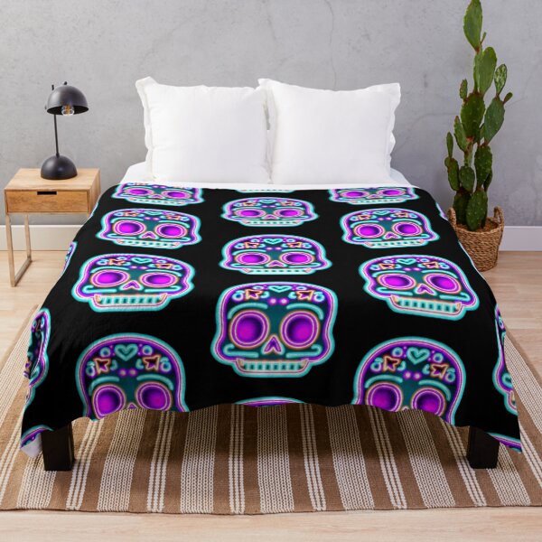 Item preview, Neon Day of the Dead Skull Halloween designed and sold by PollyPositiveUK.