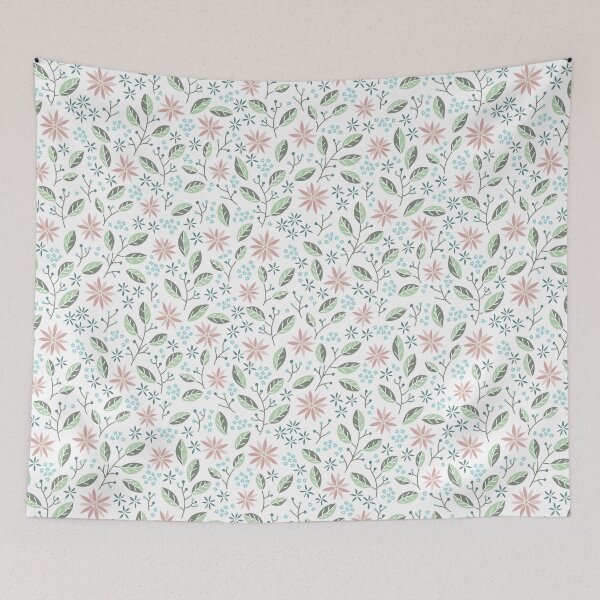 Item preview, Pink and green pastel floral botanical pattern designed and sold by Fern and Quill.