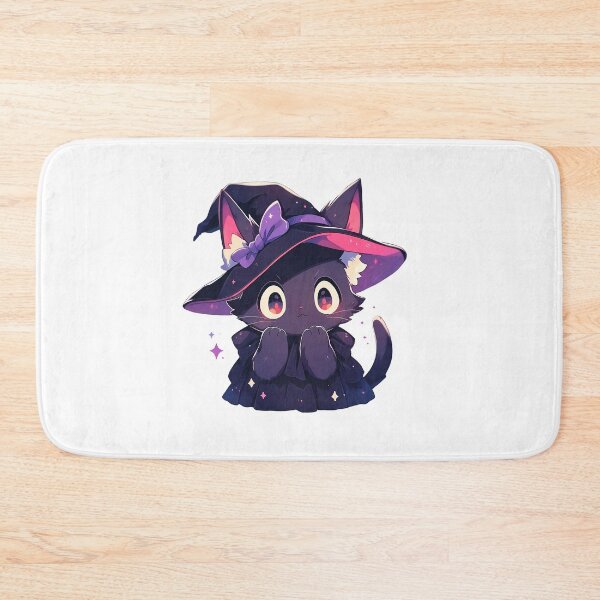 Item preview, Cute Kawaii Magical Witches Cat In Pink and Purple Pastel designed and sold by CozyKawaiiArt.