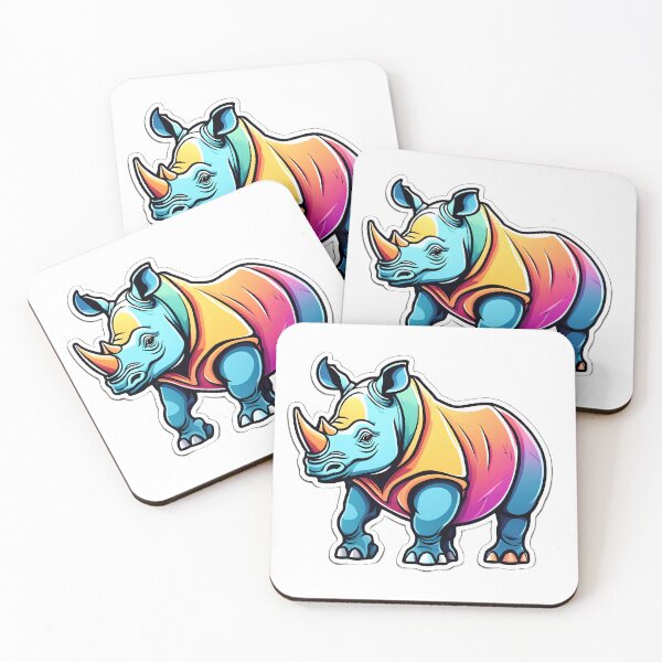 Item preview, Cartoon rainbow rhino designed and sold by Maths-4-Nerds.