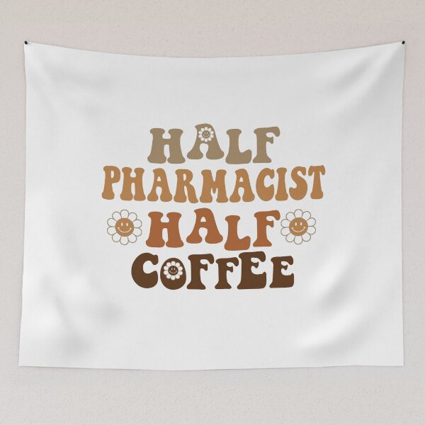 Item preview, Half Pharmacist Half Coffee | Funny Pharmacist Gift | Retro Groovy Pharmacist | Caffeine Lover designed and sold by Christina-grich.