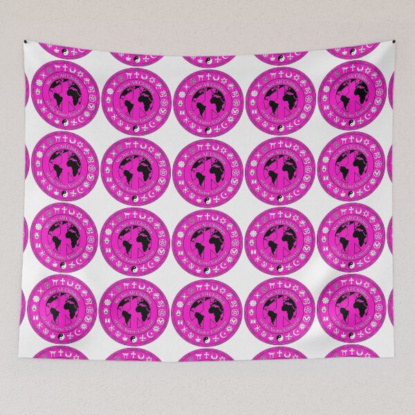 Item preview, We Are All Children of the Same Universe - World Religions Symbols with Earth & Peace Sign - Dark Pink designed and sold by litmusician.