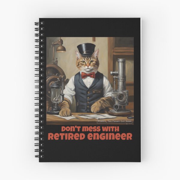 Item preview, Don't mess with retired engineer, smart cat with tools, a funny cat T-shirt designed and sold by FluffyFunnyCat.