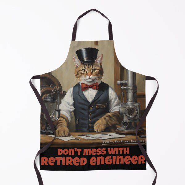 Item preview, Don't mess with retired engineer, smart cat with tools, a funny cat T-shirt designed and sold by FluffyFunnyCat.