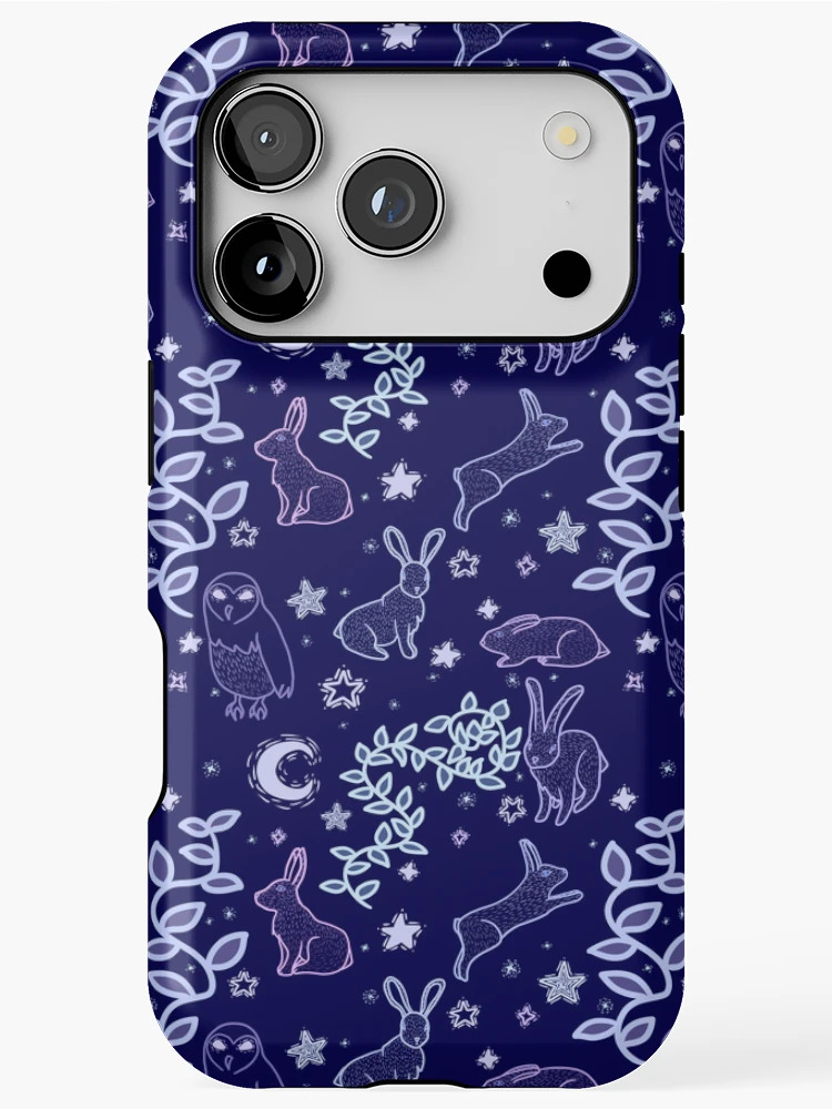 Thumbnail 1 of 4, iPhone Case, Midnight Rabbits designed and sold by InkyFlower.