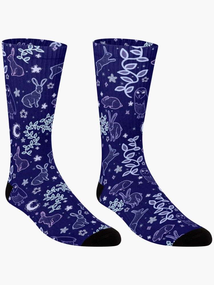 Thumbnail 3 of 5, Socks, Midnight Rabbits designed and sold by InkyFlower.