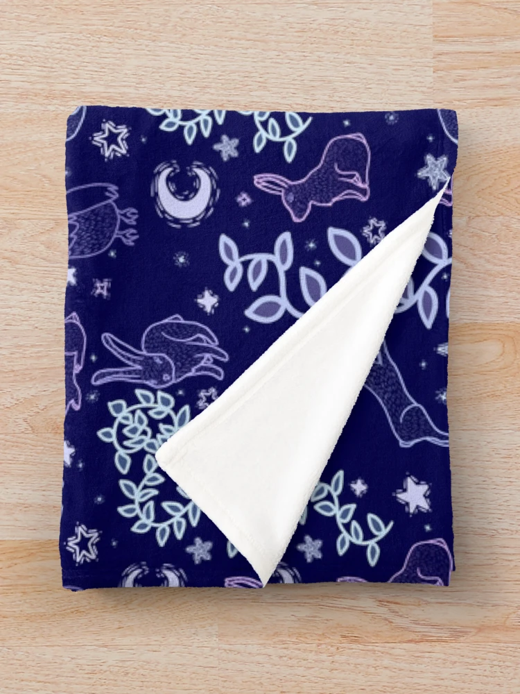 Thumbnail 3 of 6, Throw Blanket, Midnight Rabbits designed and sold by InkyFlower.