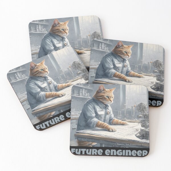 Item preview, Future engineer, smart cat with tool, a funny cat T-shirt designed and sold by FluffyFunnyCat.