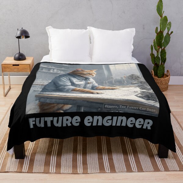 Item preview, Future engineer, smart cat with tool, a funny cat T-shirt designed and sold by FluffyFunnyCat.