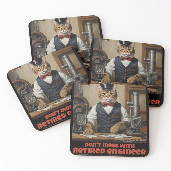 Item preview, Don't mess with retired engineer, smart cat with tools, a funny cat T-shirt designed and sold by FluffyFunnyCat.