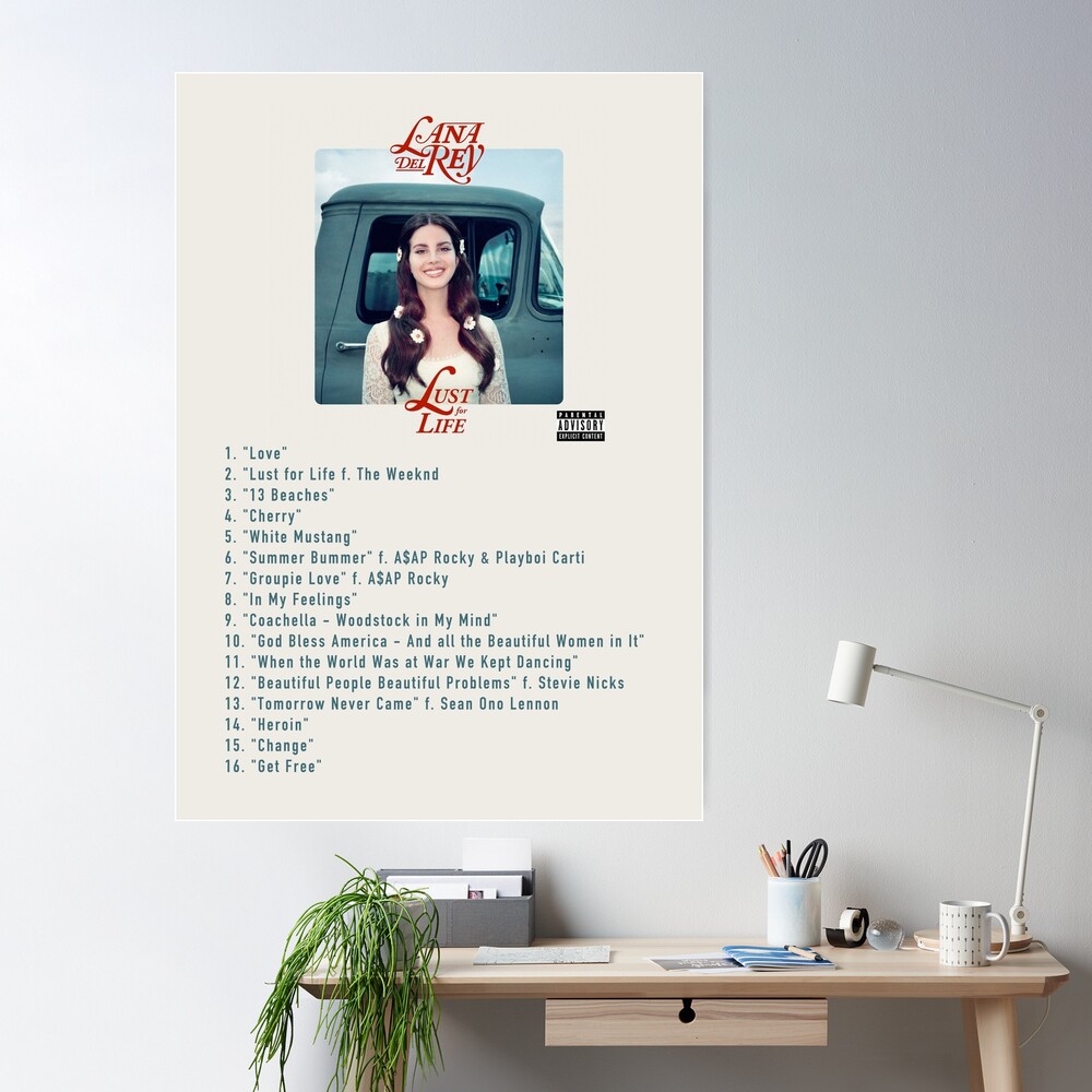 Lana del ray Lust for Life Albums Tracklist Poster for Sale by trunolele