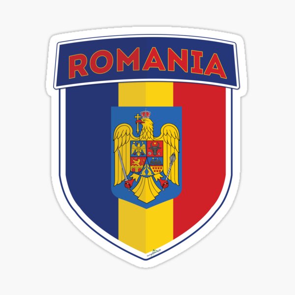 Item preview, ROMANIA Flag Romanian Flag Shield Sticker T-Shirt 01 designed and sold by OuterShellUK.