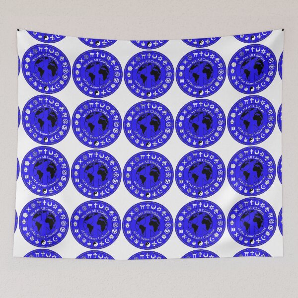 Item preview, We Are All Children of the Same Universe - World Religions Symbols with Earth & Peace Sign - Dark Blue designed and sold by litmusician.